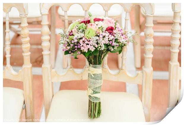 Elegant bridal bouquet with soft tones and very bright. Print by Joaquin Corbalan