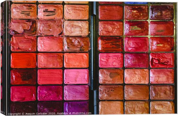 Makeup palette with multiple colors. Canvas Print by Joaquin Corbalan