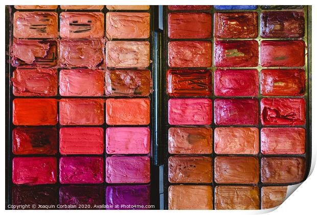 Makeup palette with multiple colors. Print by Joaquin Corbalan