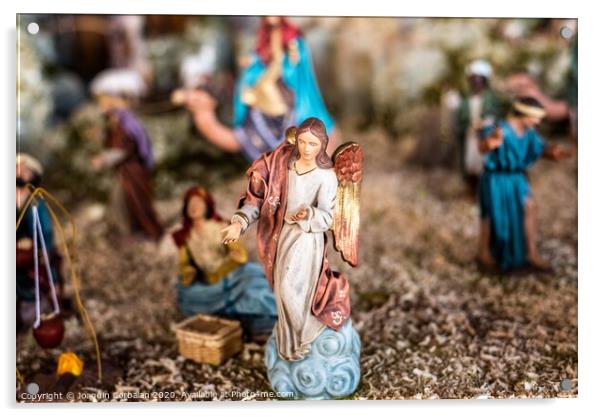 Religious figures of nativity scene at Christmas. Acrylic by Joaquin Corbalan