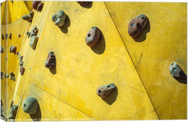 Detail of the wall of an outdoor climbing wall to practice climbing Canvas Print by Joaquin Corbalan
