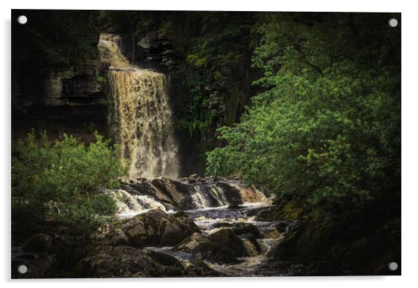 Ingleton waterfall Acrylic by Kevin Elias