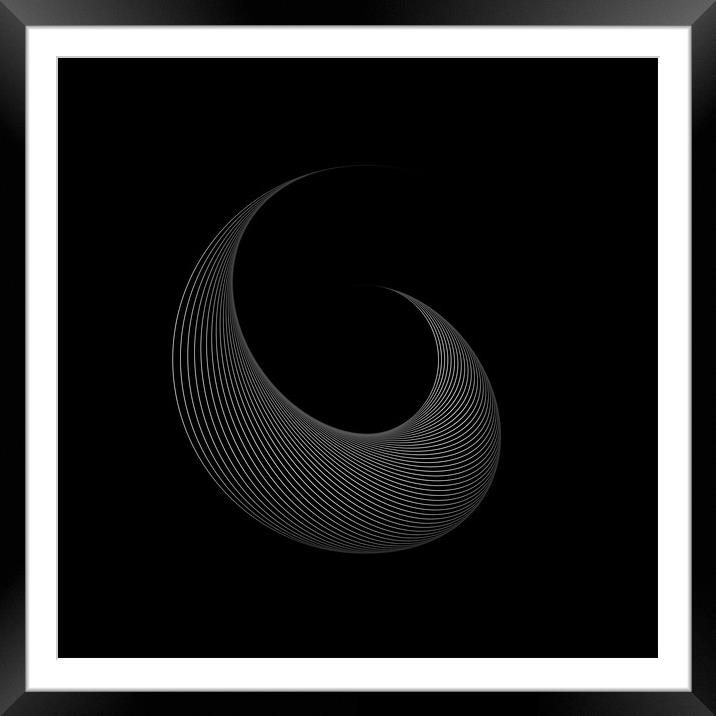 White arc, dynamic shape on black background Framed Mounted Print by Arpad Radoczy