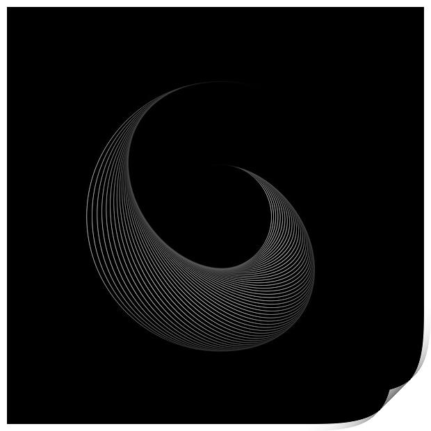 White arc, dynamic shape on black background Print by Arpad Radoczy