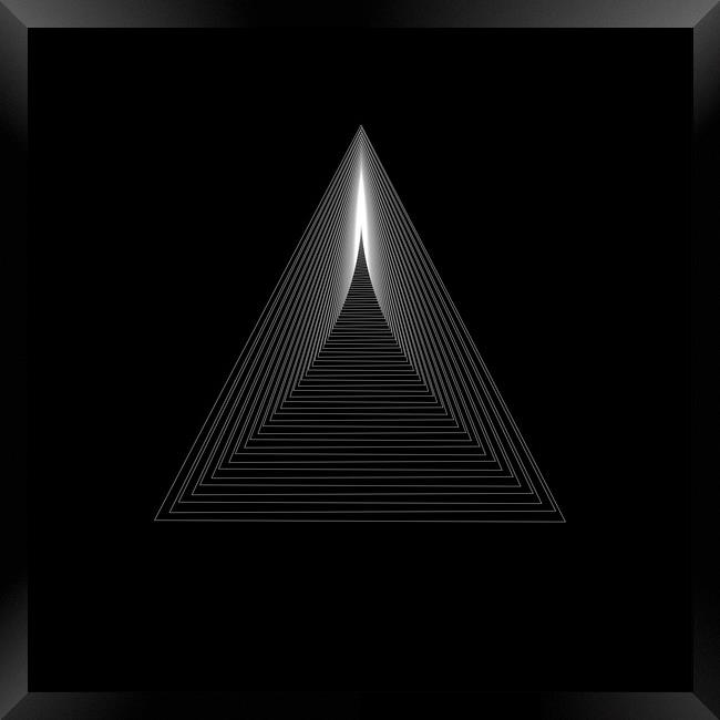 White triangle shape with stair shape to infinity on black background Framed Print by Arpad Radoczy