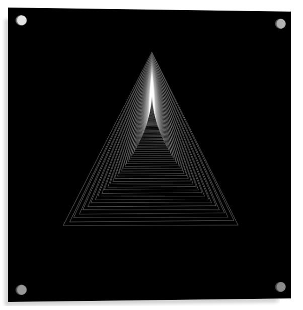 White triangle shape with stair shape to infinity on black background Acrylic by Arpad Radoczy