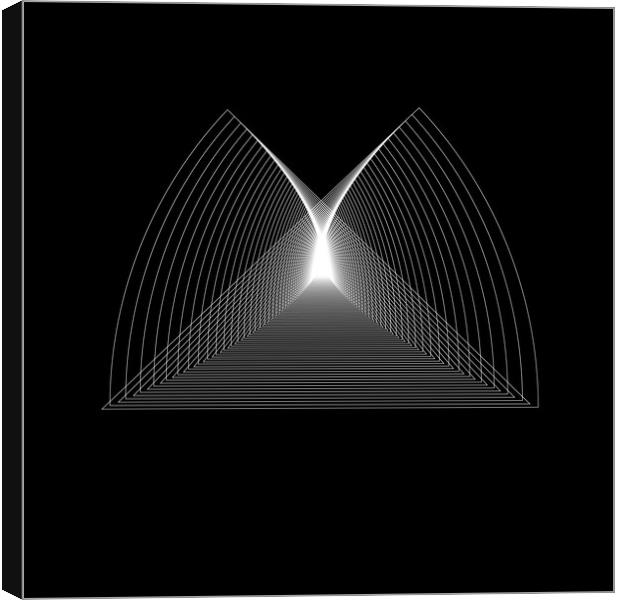 Geometric, white logotype shape on the black background Canvas Print by Arpad Radoczy