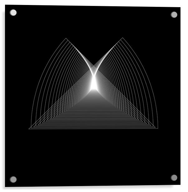 Geometric, white logotype shape on the black background Acrylic by Arpad Radoczy