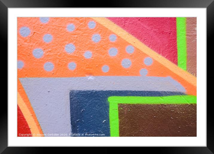 Detail of an anonymous street graffiti with many colors, cheerful urban background. Framed Mounted Print by Joaquin Corbalan
