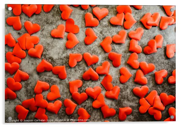 Background of red romantic hearts to usar on Valentine's Day Acrylic by Joaquin Corbalan