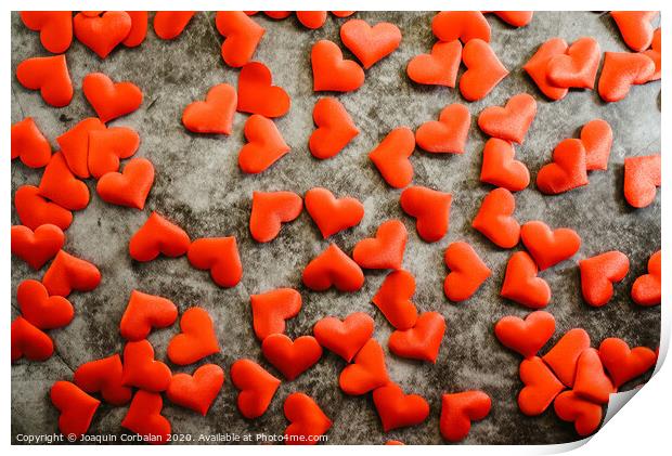 Background of red romantic hearts to usar on Valentine's Day Print by Joaquin Corbalan