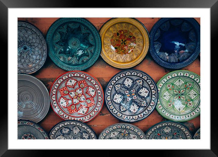 Moroccan Plates Framed Mounted Print by Patrycja Polechonska