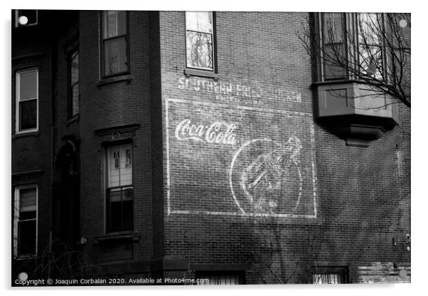 Old advertising poster of soda drink on the brick walls of a building. Acrylic by Joaquin Corbalan