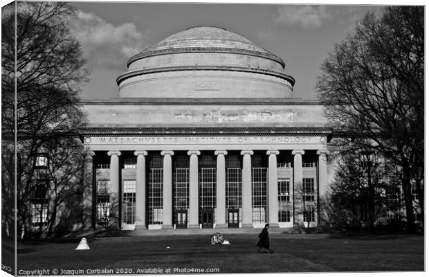  Man walking in front of the main building of MIT, Massachusetts Institute of Technology Canvas Print by Joaquin Corbalan