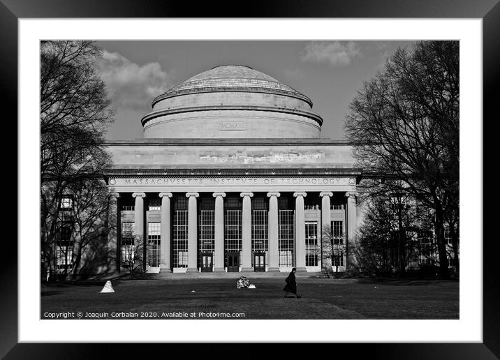  Man walking in front of the main building of MIT, Massachusetts Institute of Technology Framed Mounted Print by Joaquin Corbalan