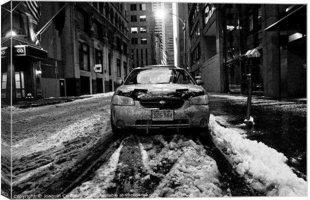 Boston, Massachusett - January 16, 2012: Car with ice and snow parked on the street. Canvas Print by Joaquin Corbalan