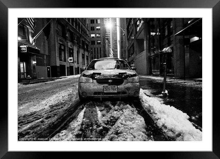 Boston, Massachusett - January 16, 2012: Car with ice and snow parked on the street. Framed Mounted Print by Joaquin Corbalan