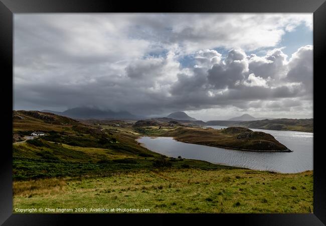 Assynt view of loch and mountains Framed Print by Clive Ingram