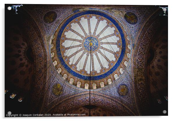  Detail of the decorations of the interior of the Blue Mosque, in Istanbul Acrylic by Joaquin Corbalan