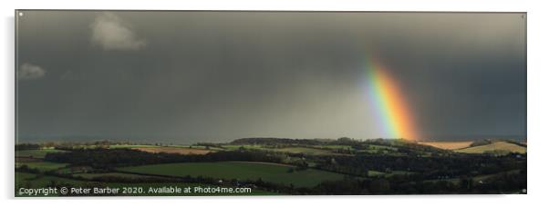 Rainbow over Warnford Acrylic by Peter Barber