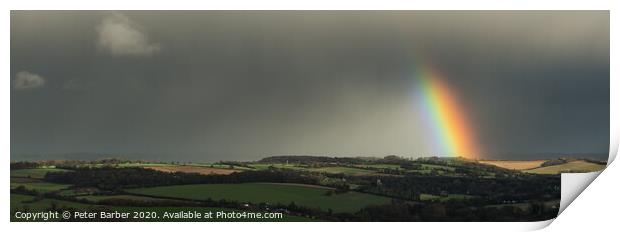 Rainbow over Warnford Print by Peter Barber