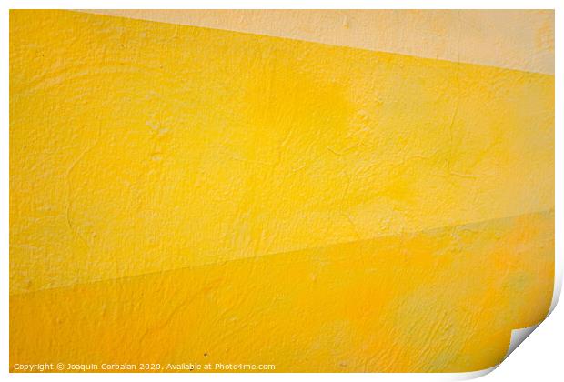 A wall painted with lines of various colors, yellow and orange tones. Print by Joaquin Corbalan