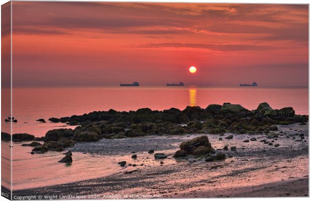 Sunrise On The Rocks Seagrove Bay Canvas Print by Wight Landscapes
