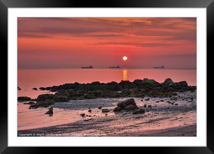 Sunrise On The Rocks Seagrove Bay Framed Mounted Print by Wight Landscapes