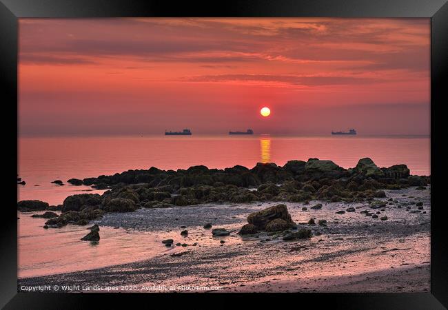 Sunrise On The Rocks Seagrove Bay Framed Print by Wight Landscapes