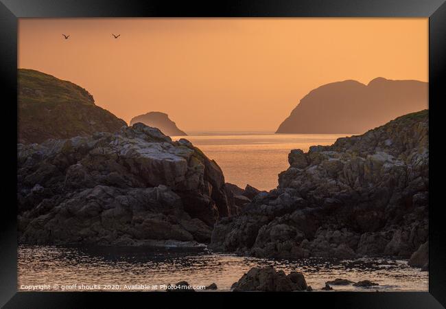 Ramsey Island sunset Framed Print by geoff shoults