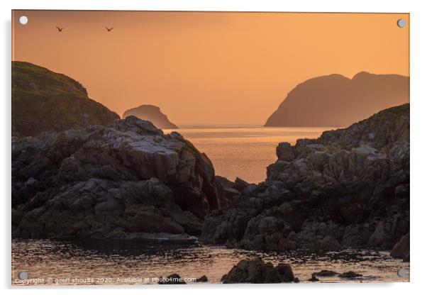 Ramsey Island sunset Acrylic by geoff shoults