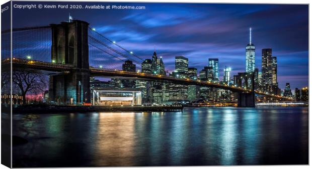 Brooklyn Bridge at Blue Hour Canvas Print by Kevin Ford