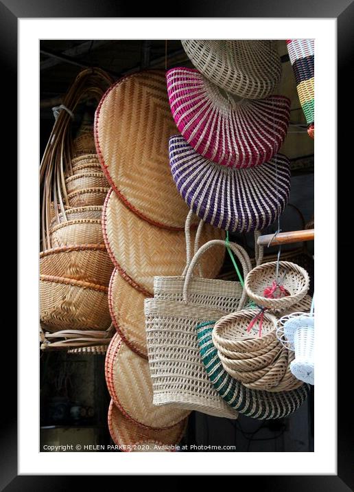 Hanoi market baskets Framed Mounted Print by HELEN PARKER