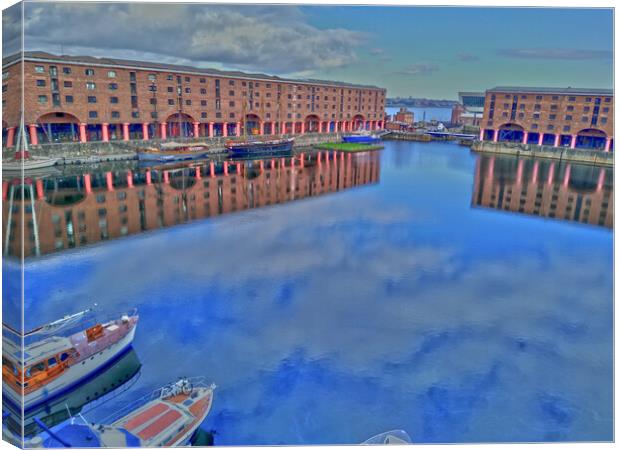 Albert Dock Liverpool Watercolour Canvas Print by Peter Elliott 