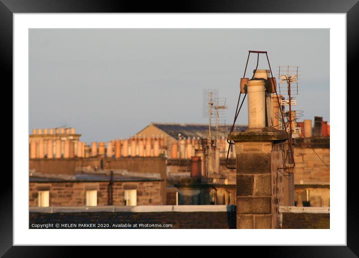 Edinburgh Rooftops and Chimneys  Framed Mounted Print by HELEN PARKER