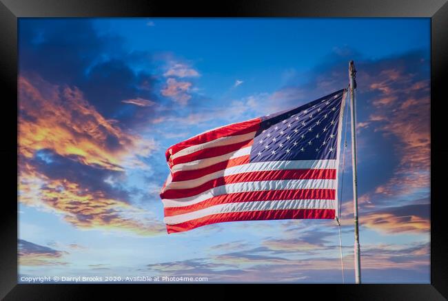 Red White and Blue on Sunset Framed Print by Darryl Brooks