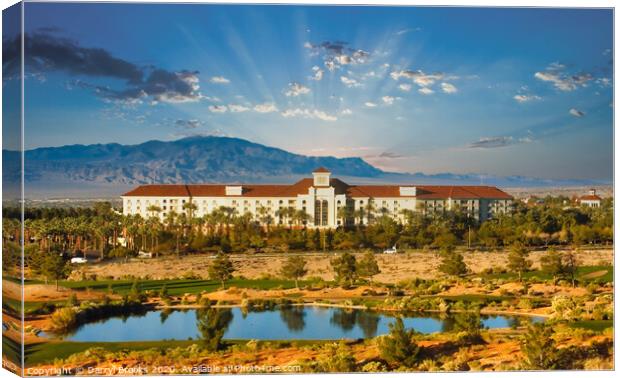 Resort Hotel Between Lake and Mountains Canvas Print by Darryl Brooks