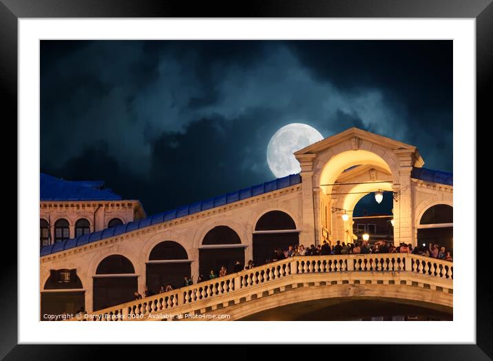 Rialto Bridge at Night Framed Mounted Print by Darryl Brooks