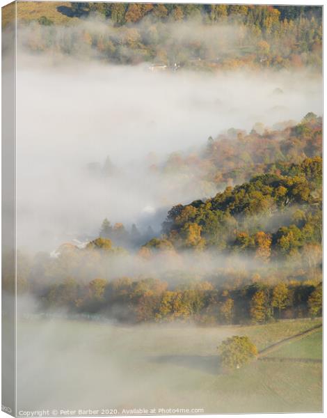 Clearing mist near Keswick Canvas Print by Peter Barber