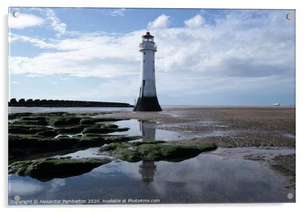 New Brighton Pearch  Rock Lighthouse Wirral ,Merse Acrylic by Alexander Pemberton