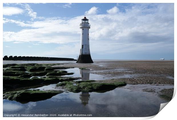New Brighton Pearch  Rock Lighthouse Wirral ,Merse Print by Alexander Pemberton