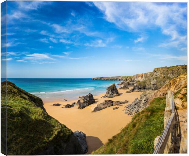 Bedruthan Steps, Cornwall Canvas Print by Maggie McCall