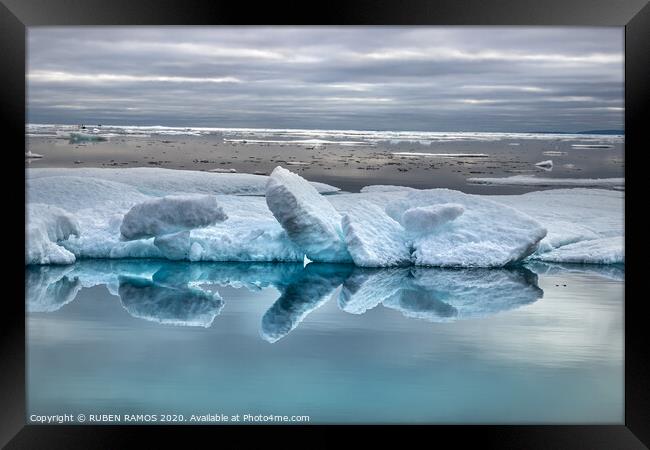 Icebergs shapes in Peel Sound, Canada. Framed Print by RUBEN RAMOS