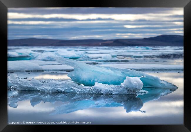 Icebergs shapes in Peel Sound, Canada. Framed Print by RUBEN RAMOS