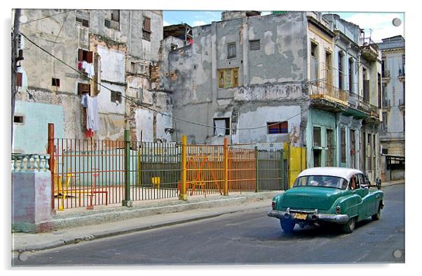 Old Havana Town Acrylic by Lynn Bolt