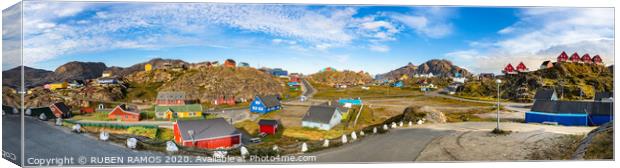 Colorful buildings and houses in Sisimiut. Canvas Print by RUBEN RAMOS