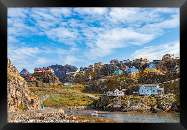Colorful buildings and houses in Sisimiut. Framed Print by RUBEN RAMOS