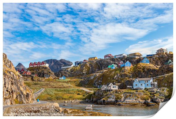 Colorful buildings and houses in Sisimiut. Print by RUBEN RAMOS