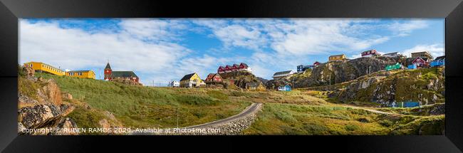 Colorful buildings and houses in Sisimiut. Framed Print by RUBEN RAMOS
