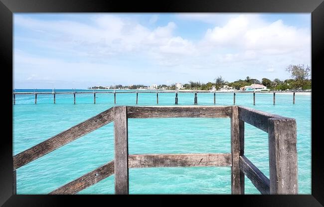 Barbados Oistins View Framed Print by Louise Godwin